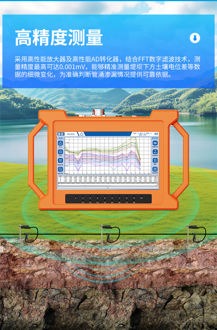 普奇PQ-227A堤防渗漏检测仪精度测量